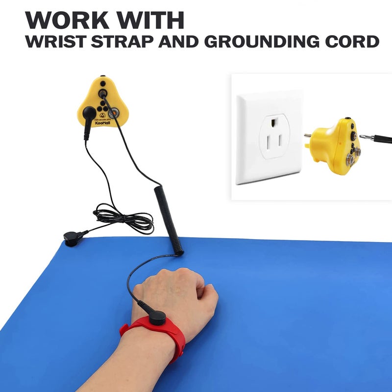 KooMall 1Meg Ohm Safe Grounding Plug for ESD Bracelets, Anti Static Mat and Sensitive Device ESD Control, Earth Outlet Socket Plug Adapter for Wrist Strap Band, Ground Cord Wire(2 x Studs+1 x Jack) - Image 5